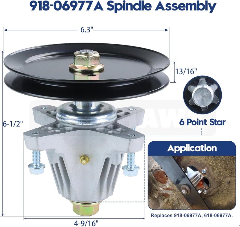 GUSUHAWK 2 Pack 918-06977A Spindle Assembly with 954-05022A V-Belt Replaces 918-06977 for Cub Cadet XT1-LT46 Efi Fab, XT1-LT46 Kh, XT2-LT46 Efi Fab, XT2-LX46 Fab, Craftsman T8200 Lawn Tractors - Image 3